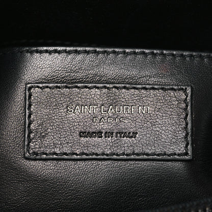Saint Laurent Sheepskin Matelasse Chevron Monogram Monochrome Medium College Bag Black 6 of 11