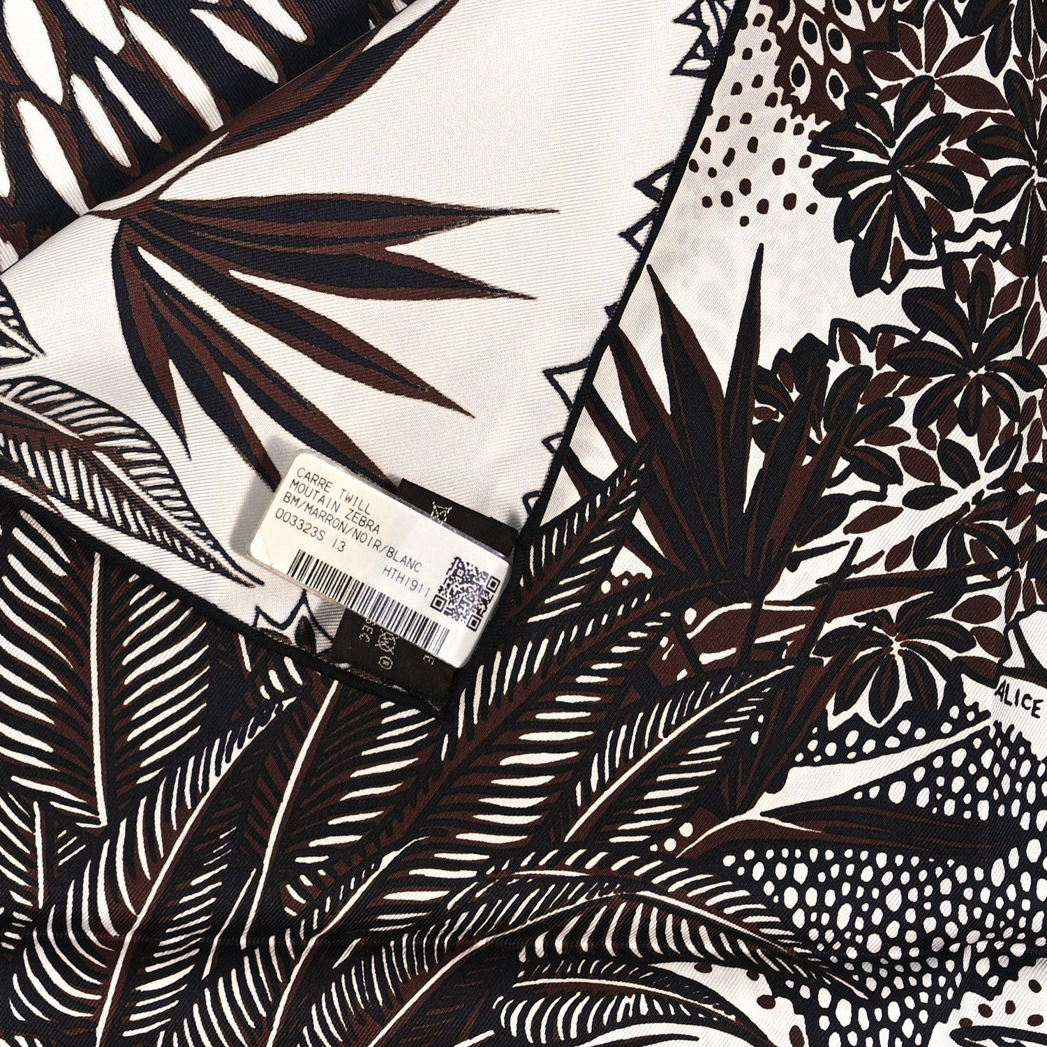 Hermes Silk Mountain Zebra Scarf 90 Marron Black White 3 of 5