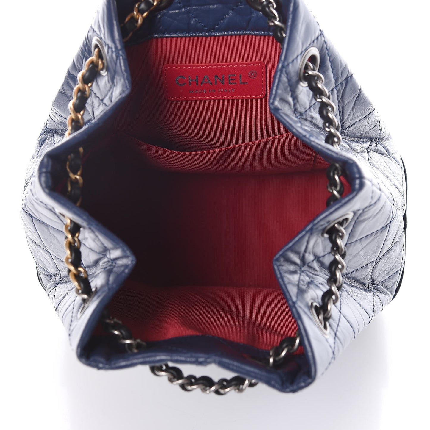Aged Calfskin Quilted Small Gabrielle Backpack Blue Black