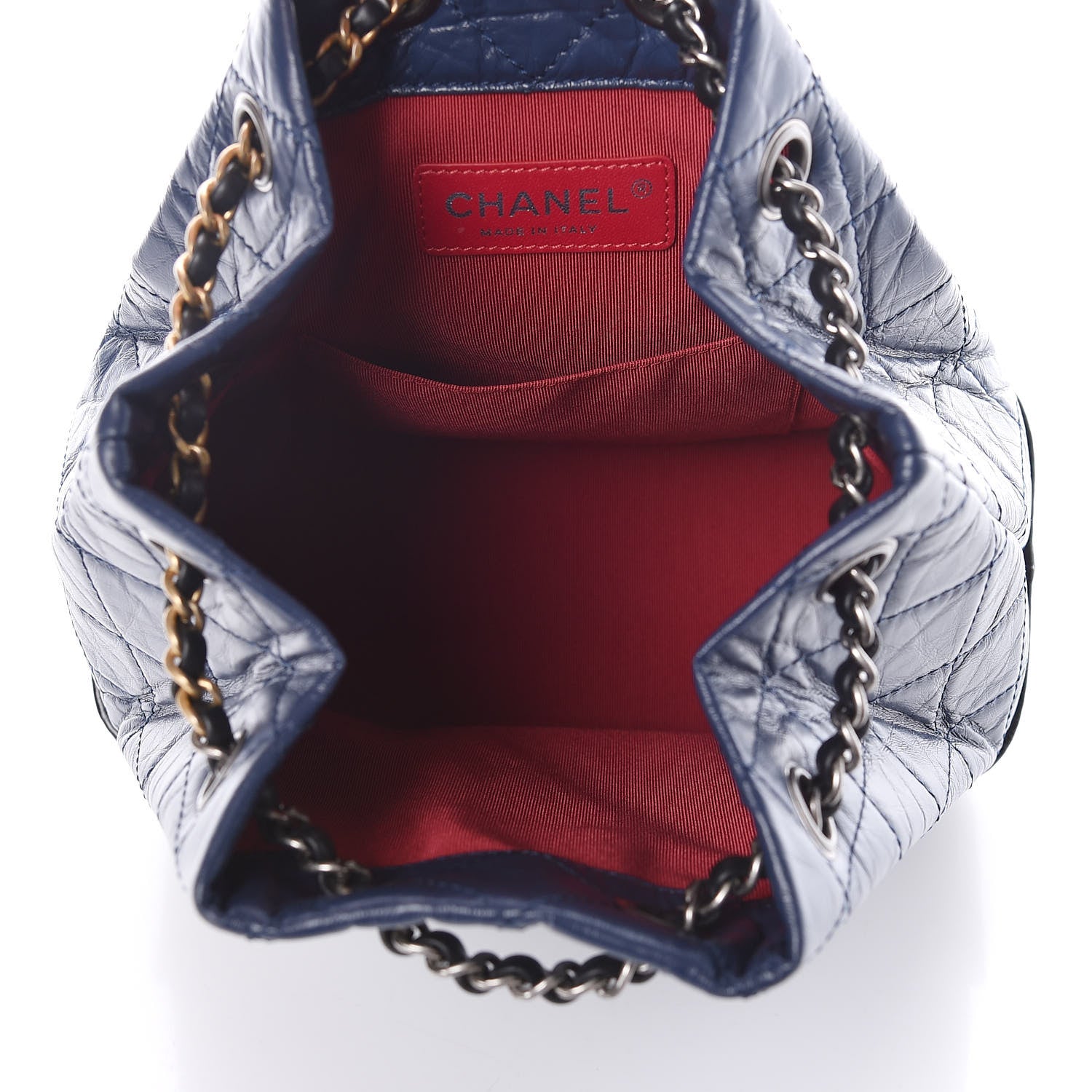 Chanel Aged Calfskin Quilted Small Gabrielle Backpack Blue Black 5 of 9