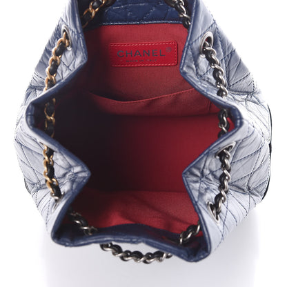 Chanel Aged Calfskin Quilted Small Gabrielle Backpack Blue Black 5 of 9