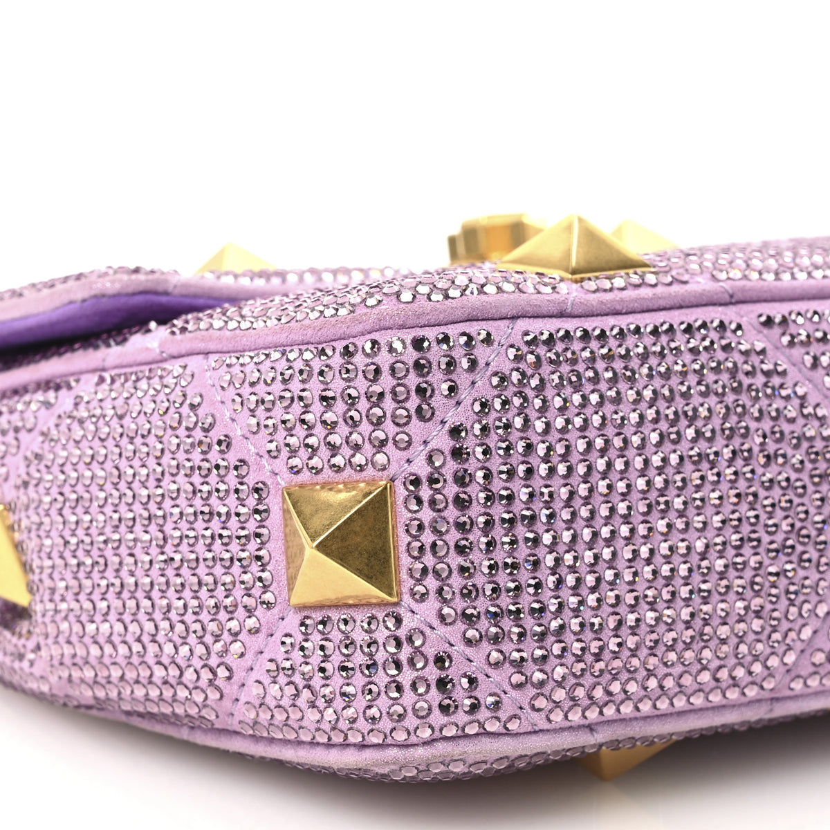 Valentino Garavani Crystal Suede Small Roman Stud Shoulder Bag Light Amethyst Glicine 9 of 10