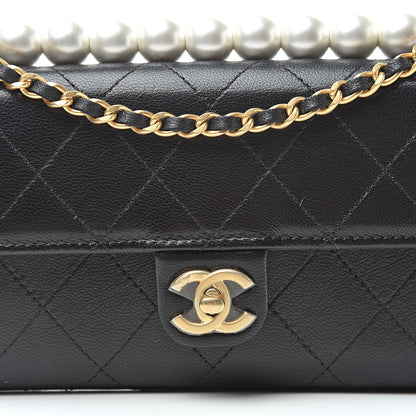 Chanel Goatskin Quilted Chic Pearls Clutch With Chain Black 9 of 12