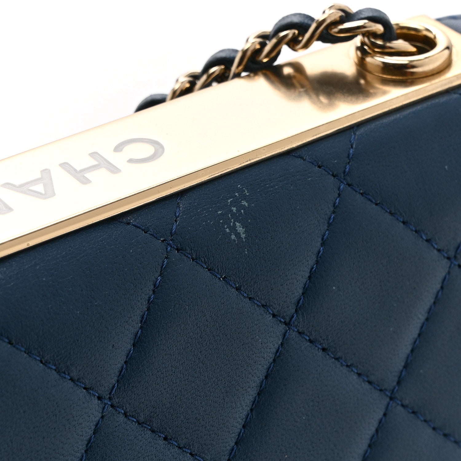 Chanel Lambskin Quilted Trendy CC Wallet On Chain WOC Blue 12 of 14