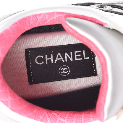 Chanel Calfskin Fabric Sneakers 35 White Silver Fluo Pink 7 of 8