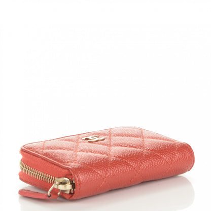 Chanel Pearly Caviar Quilted Zip Coin Purse Orange 4 of 7