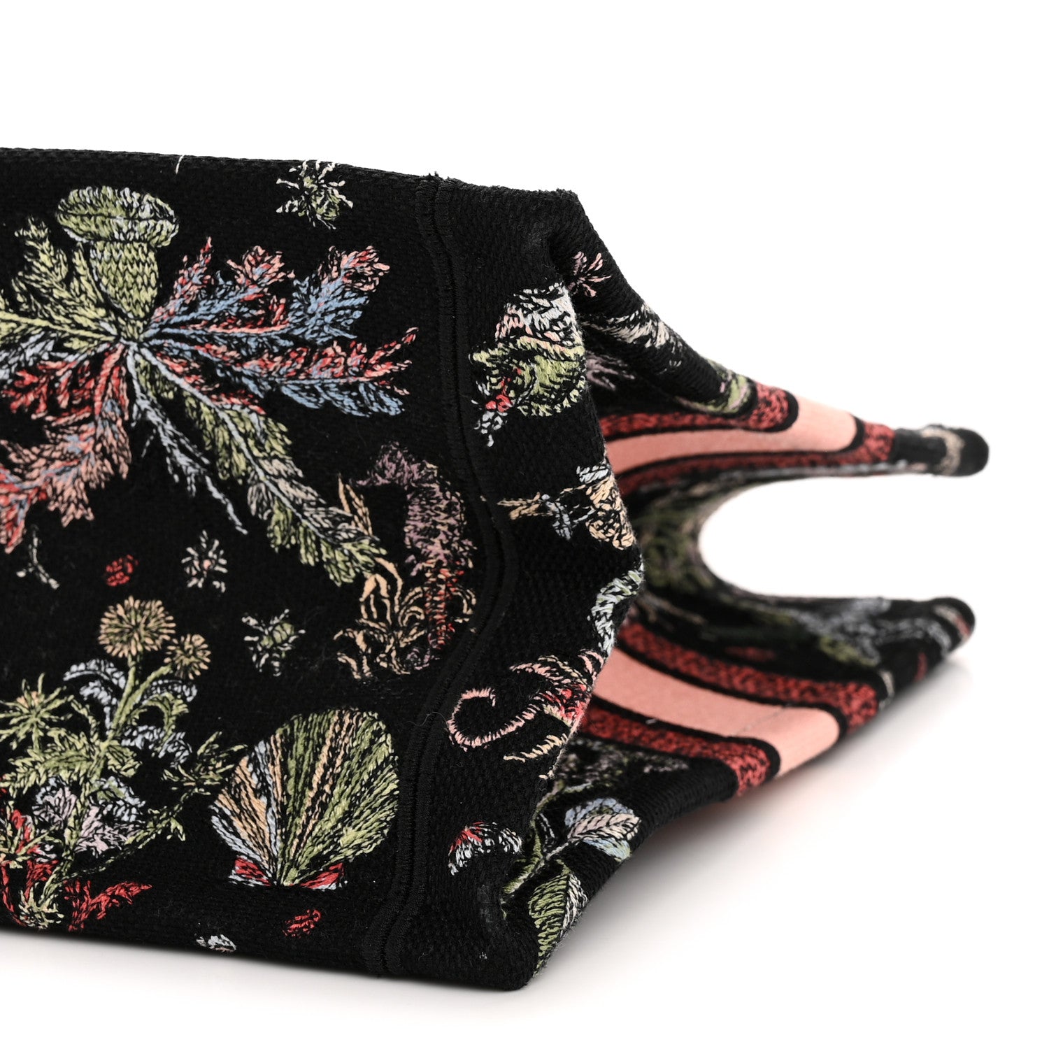 Christian Dior Canvas Embroidered Medium Cabinet De Curiosites Book Tote Black Multicolor 10 of 10