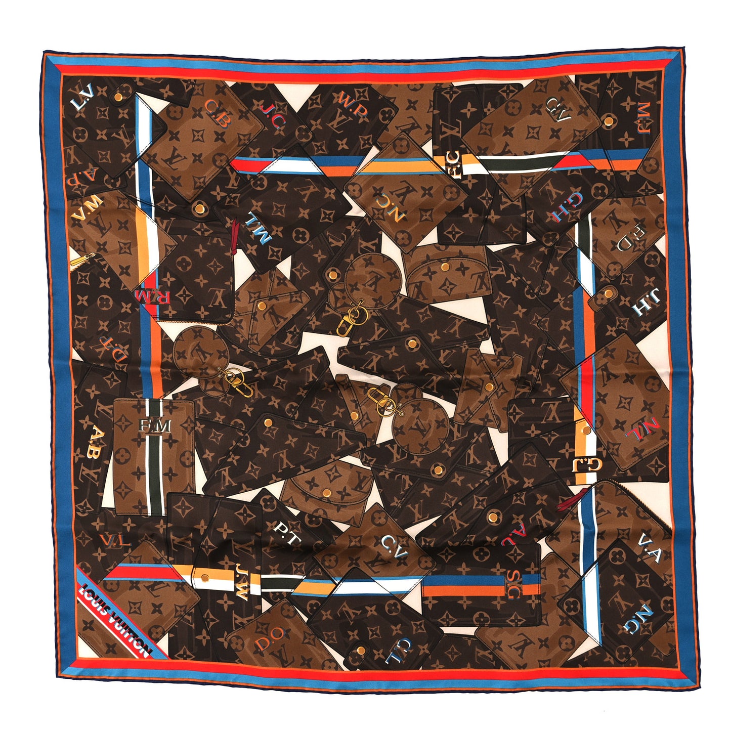 Silk Monogram Personally LV Square Square Scarf 70 Brown