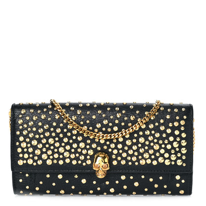 Alexander McQueen Calfskin Studded Skull Wallet on Chain Black 1 of 9