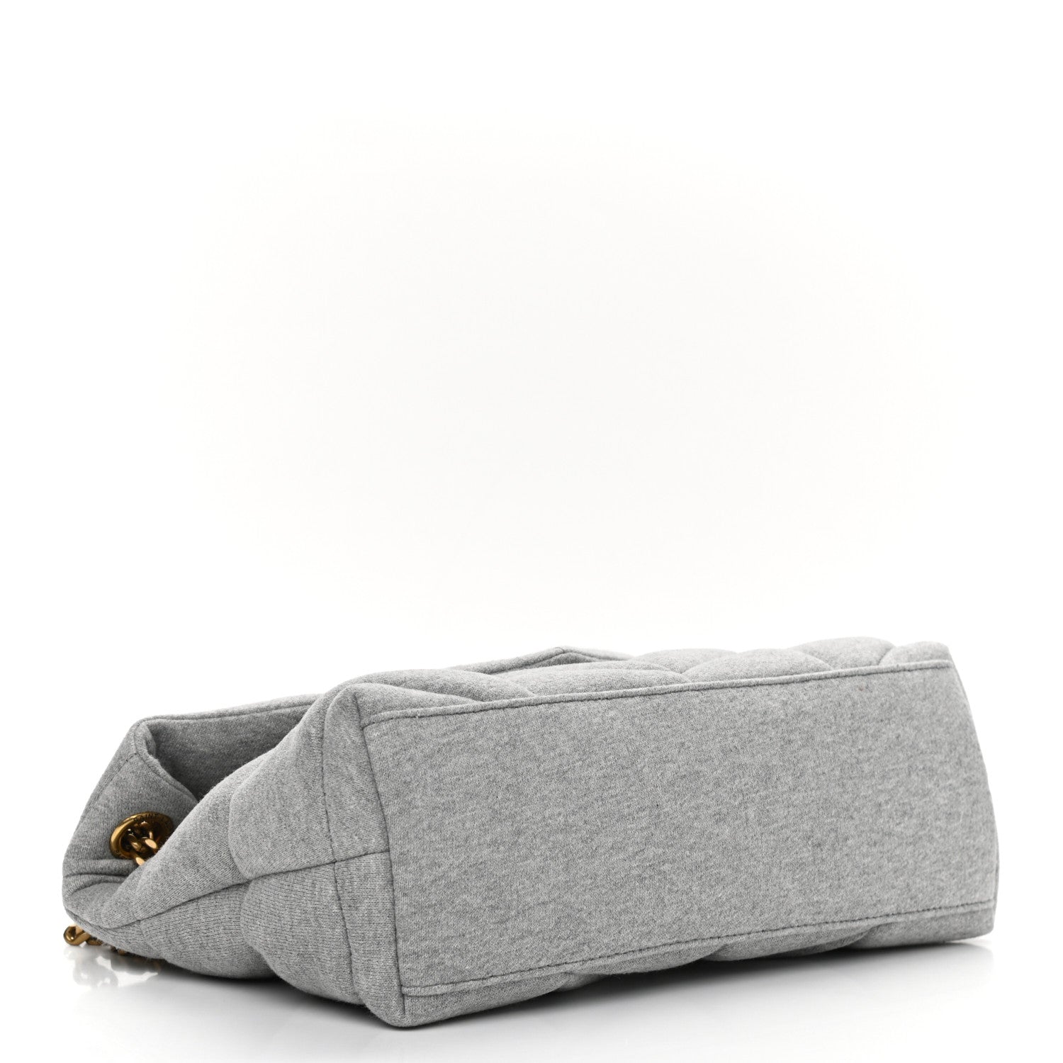 Saint Laurent Jersey Quilted Small Loulou Puffer Monogram Chain Satchel Grey Cloud 4 of 10