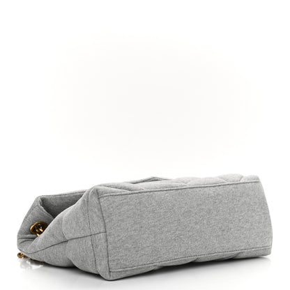 Saint Laurent Jersey Quilted Small Loulou Puffer Monogram Chain Satchel Grey Cloud 4 of 10