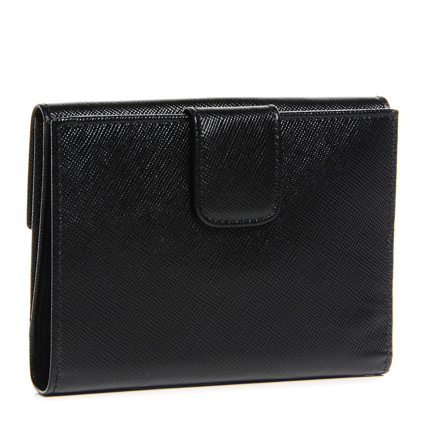 Saffiano Medium Flap Bi-Fold Wallet Black