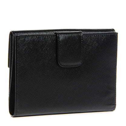 Prada Saffiano Medium Flap Bi-Fold Wallet Black 3 of 9