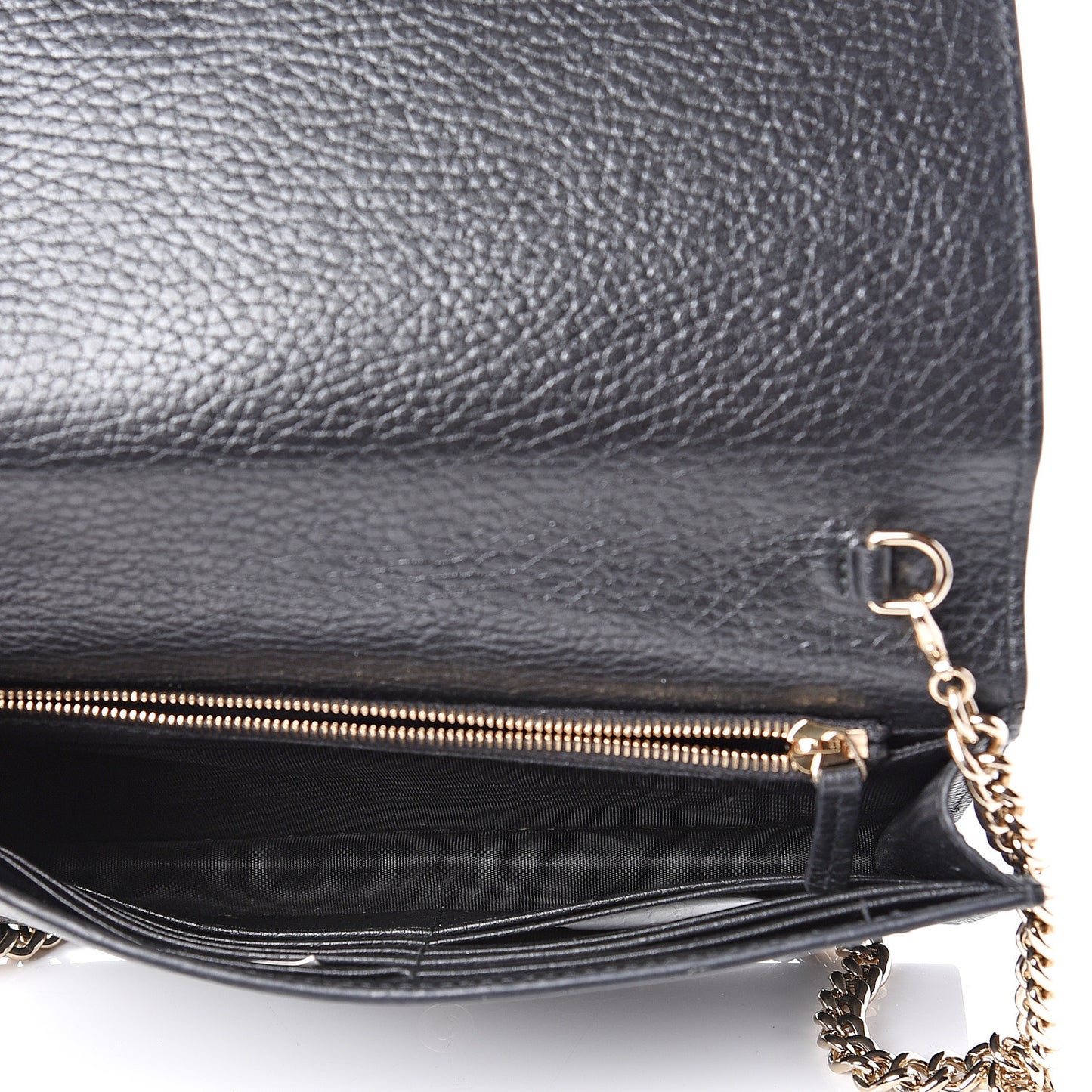 Dollar Calfskin Medium Betty Chain Wallet Black