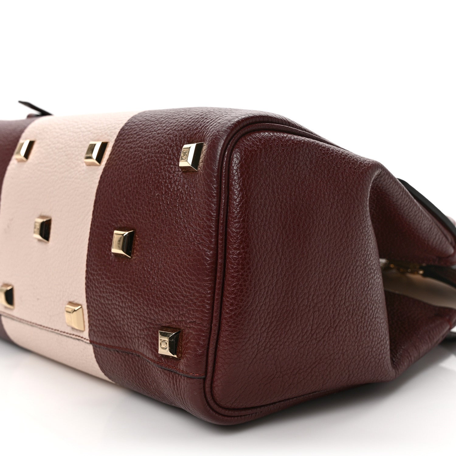 Salvatore Ferragamo Grained Calfskin Studio Top Handle Bag Burgundy Beige 9 of 9