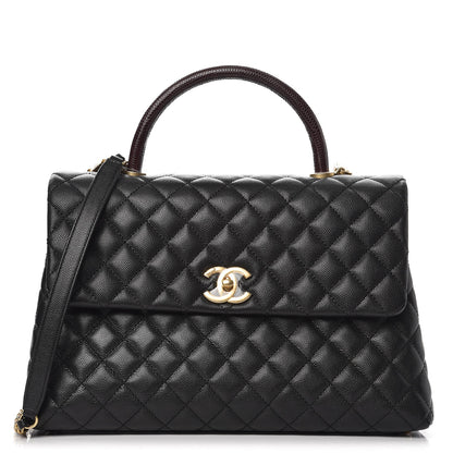 Chanel Caviar Lizard Quilted Medium Coco Handle Flap Black 1 of 8