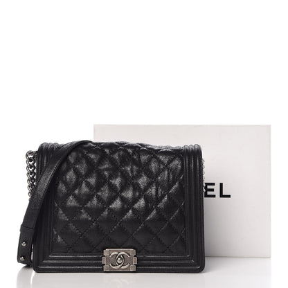 Chanel Iridescent Calfskin Quilted New Medium Gentle Boy Flap Black 10 of 10