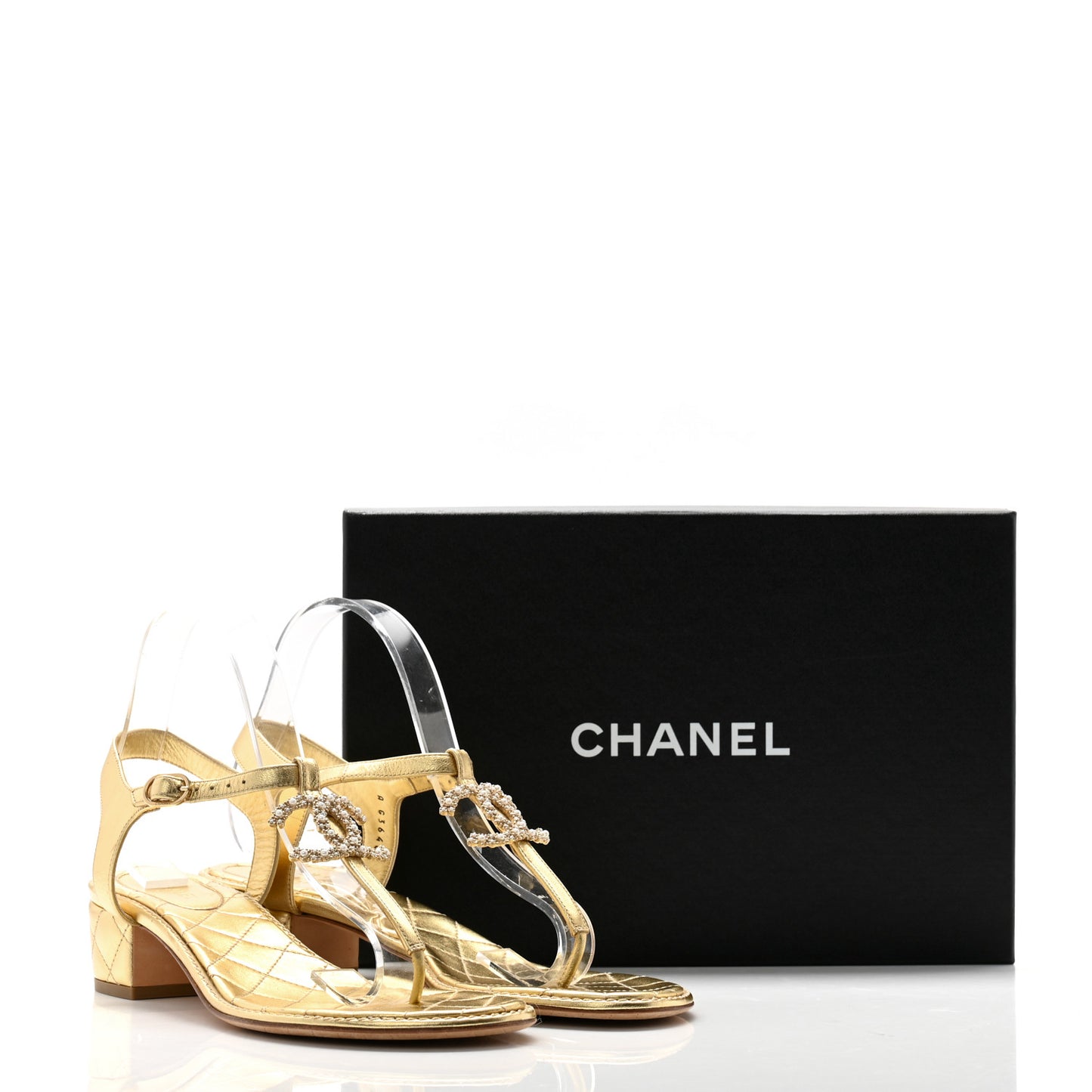 Goatskin Fantasy CC Pearl Thong Sandals 41 Gold