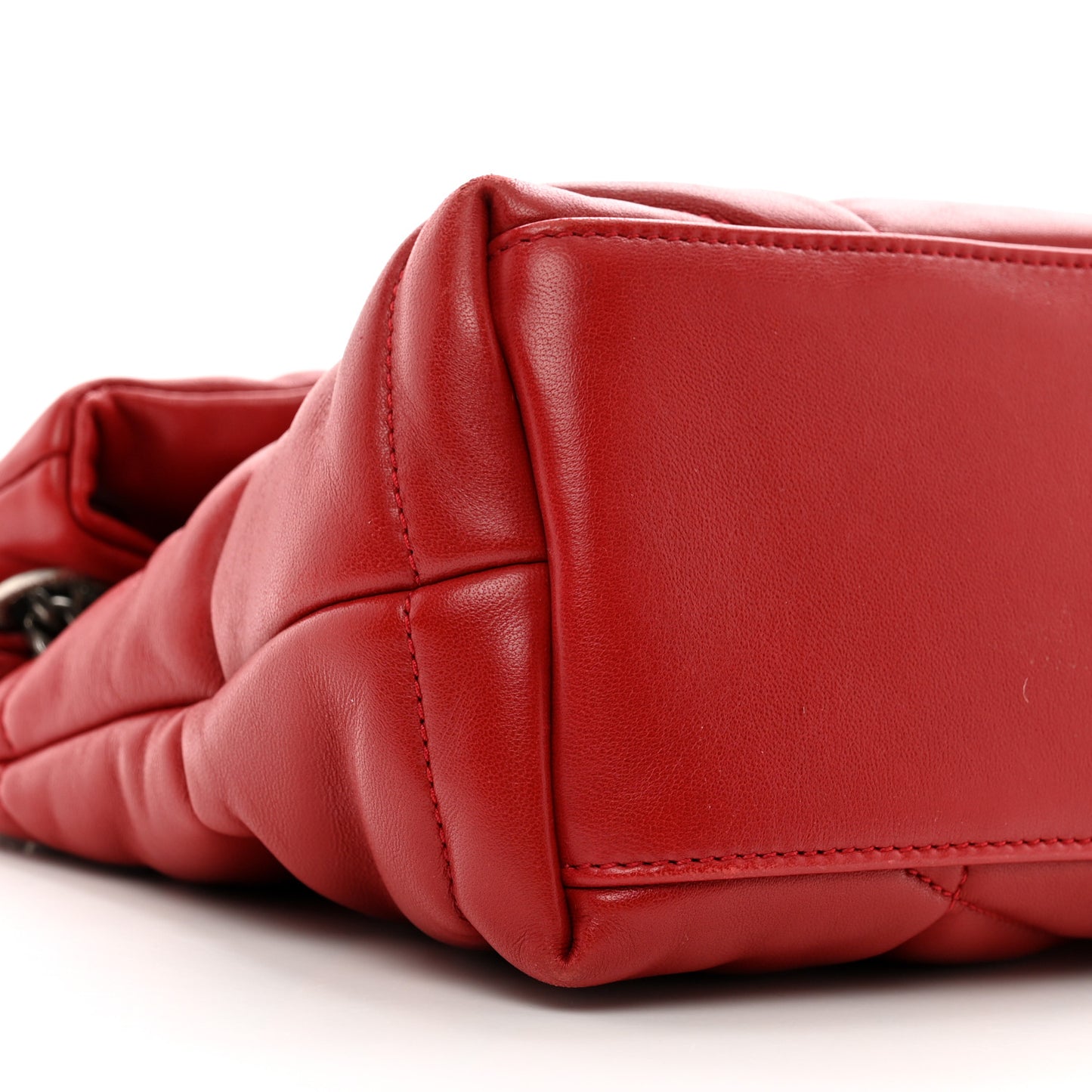 Lambskin Quilted Small Loulou Puffer Monogram Chain Satchel Red
