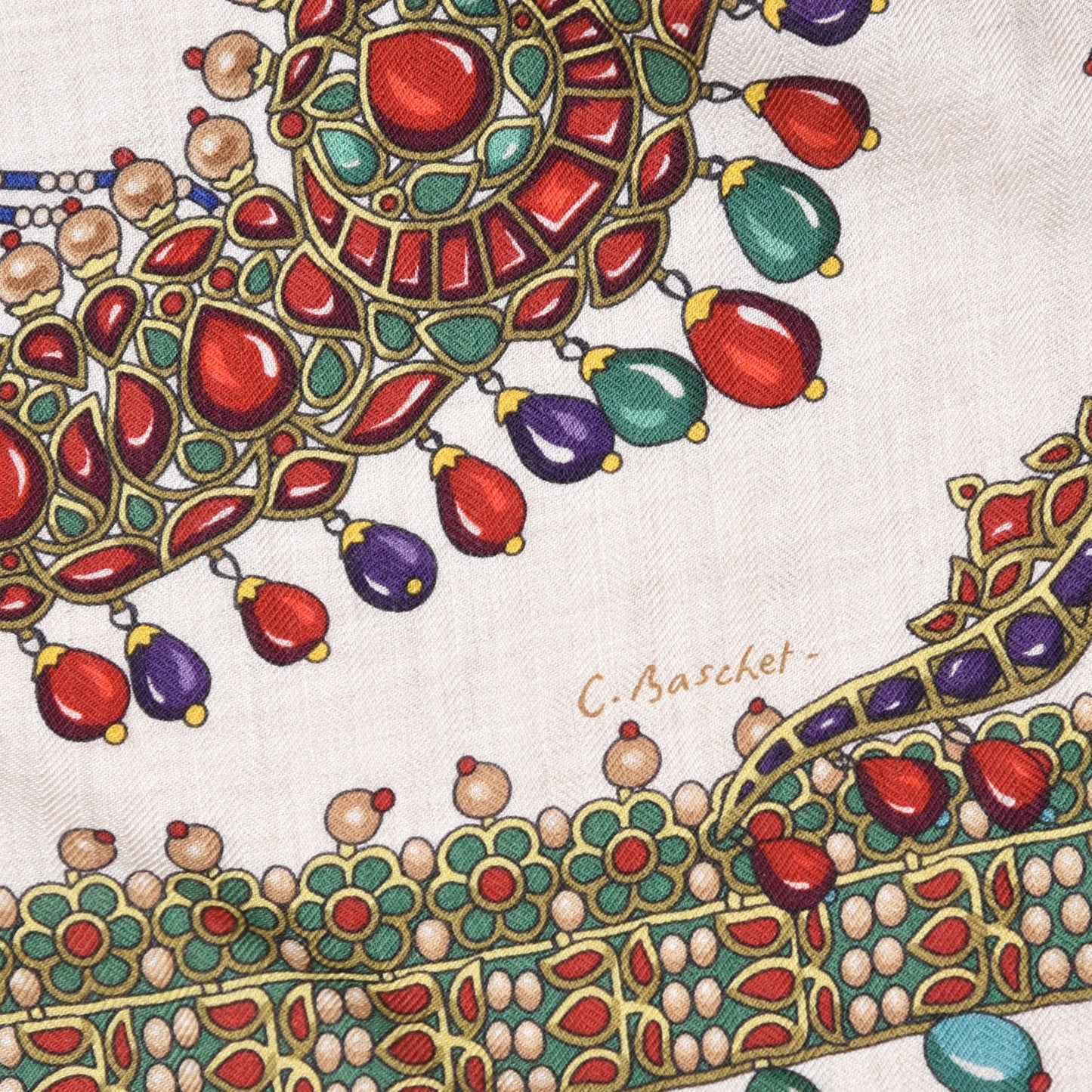 Cashmere Silk Parures Des Maharajas Shawl 140 Naturel Rouge H Vert