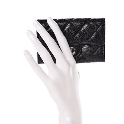 Chanel Caviar Quilted Flap Card Holder Wallet Black 2 of 11
