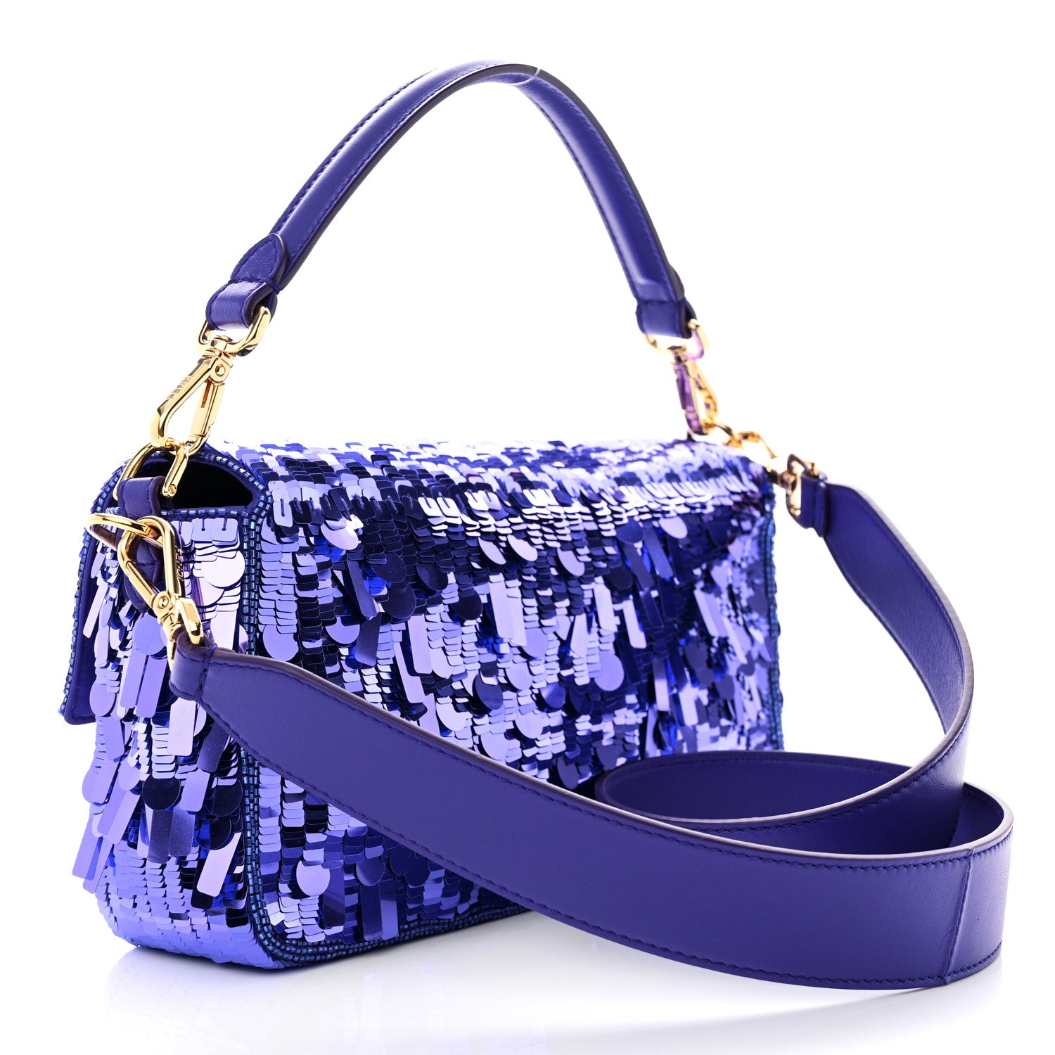 Fendi Sequin Paillettes Shiny Nappa Sex and the City Baguette Viola Purple Rain 3 of 9