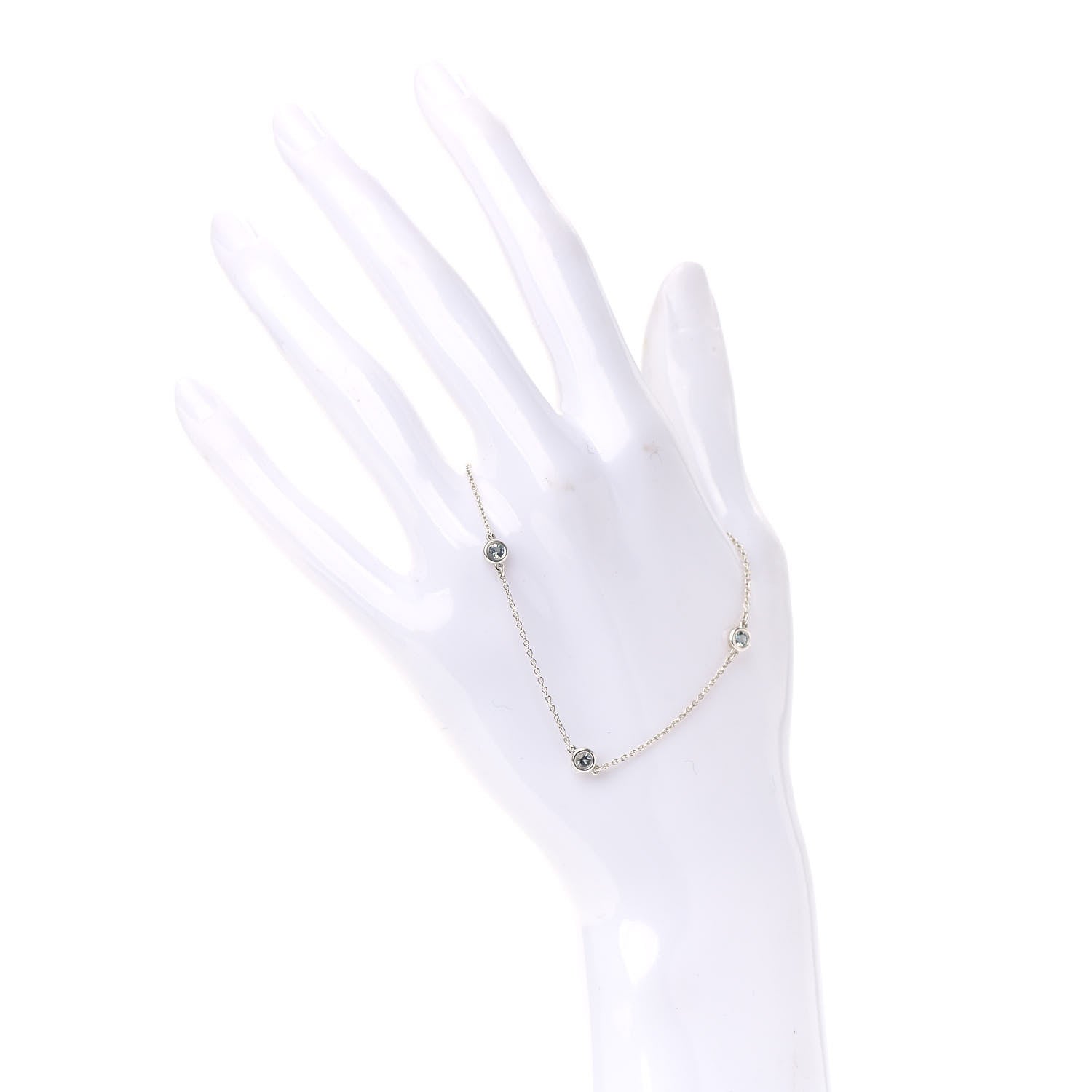 Tiffany Sterling Silver Aquamarine Elsa Peretti Color By The Yard 3 Station Bracelet 2 of 6