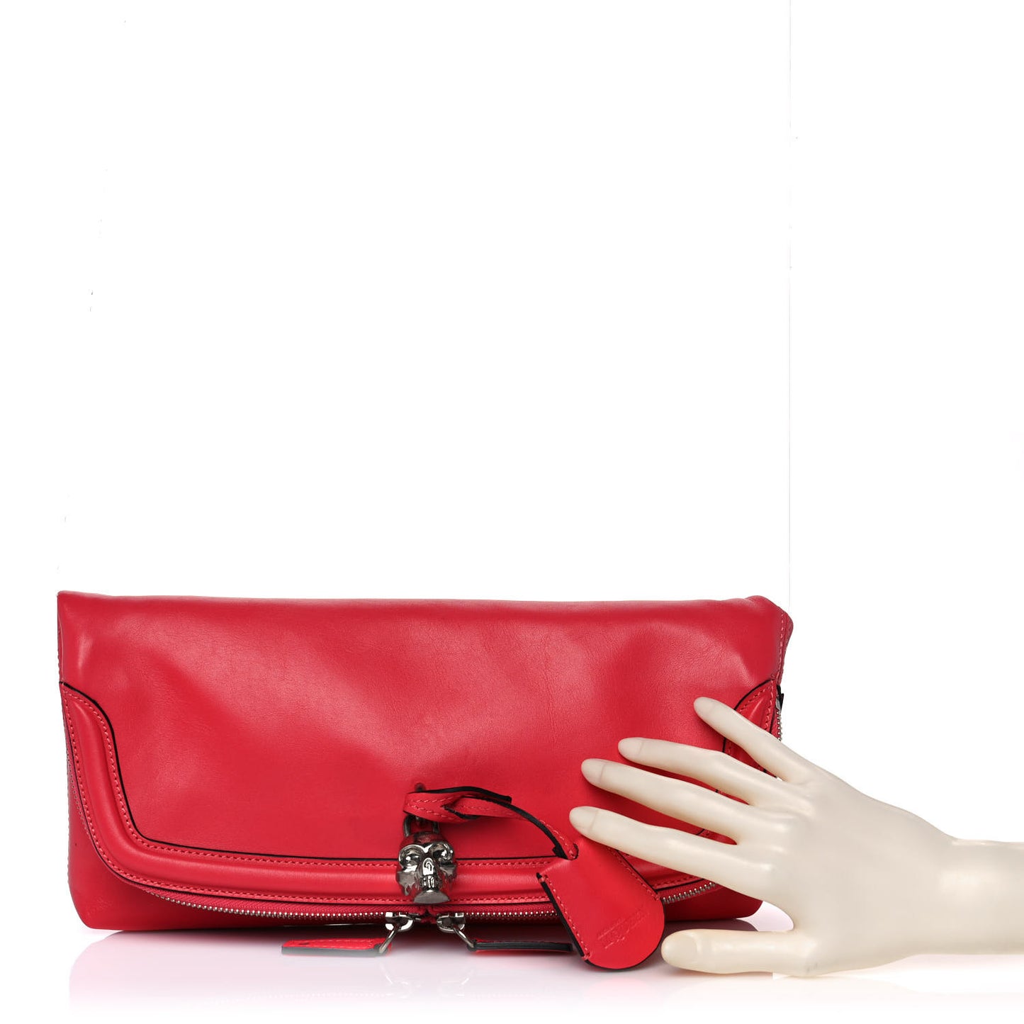 Nappa Padlock Skull Clutch Red
