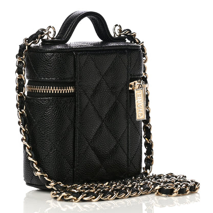 Chanel Caviar Quilted Small Handle With Care Vanity Case With Chain Black 3 of 7