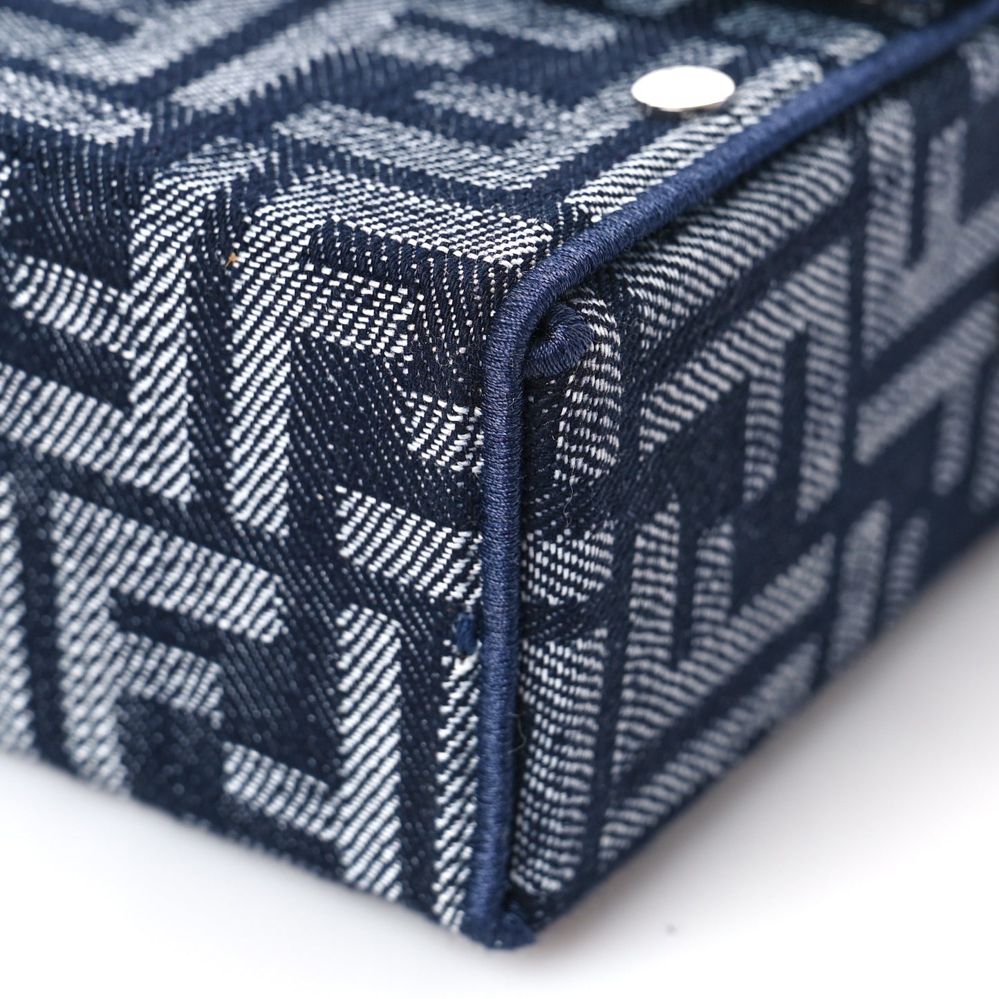 Fabric Jacquard Reactive Jean Denim Vitello Cover FF Baguette Soft Trunk Blue Black