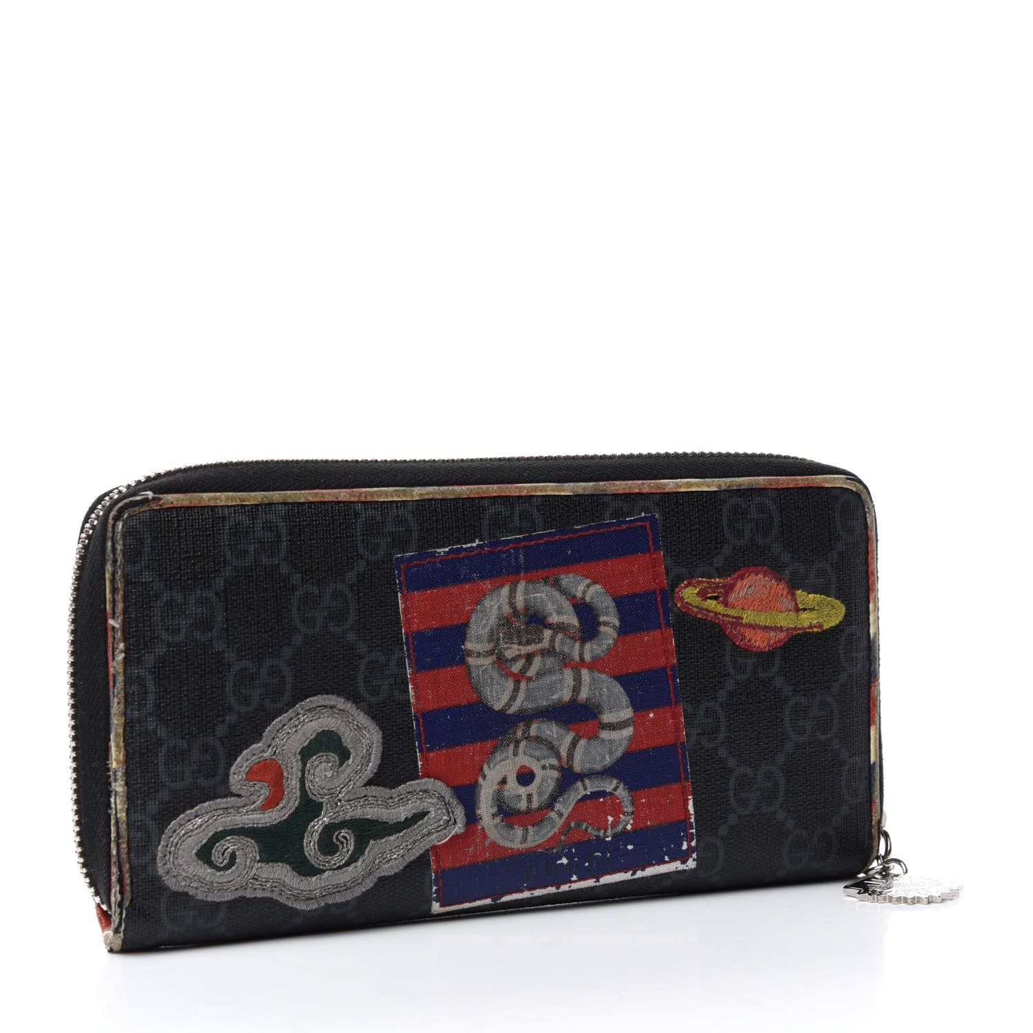Gucci GG Supreme Monogram Night Courrier Embroidered Zip Around Wallet 2 of 6