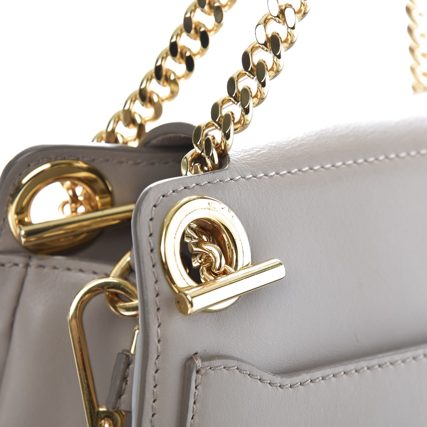 Shiny Calfskin Mini Annie Shoulder Bag Motty Grey