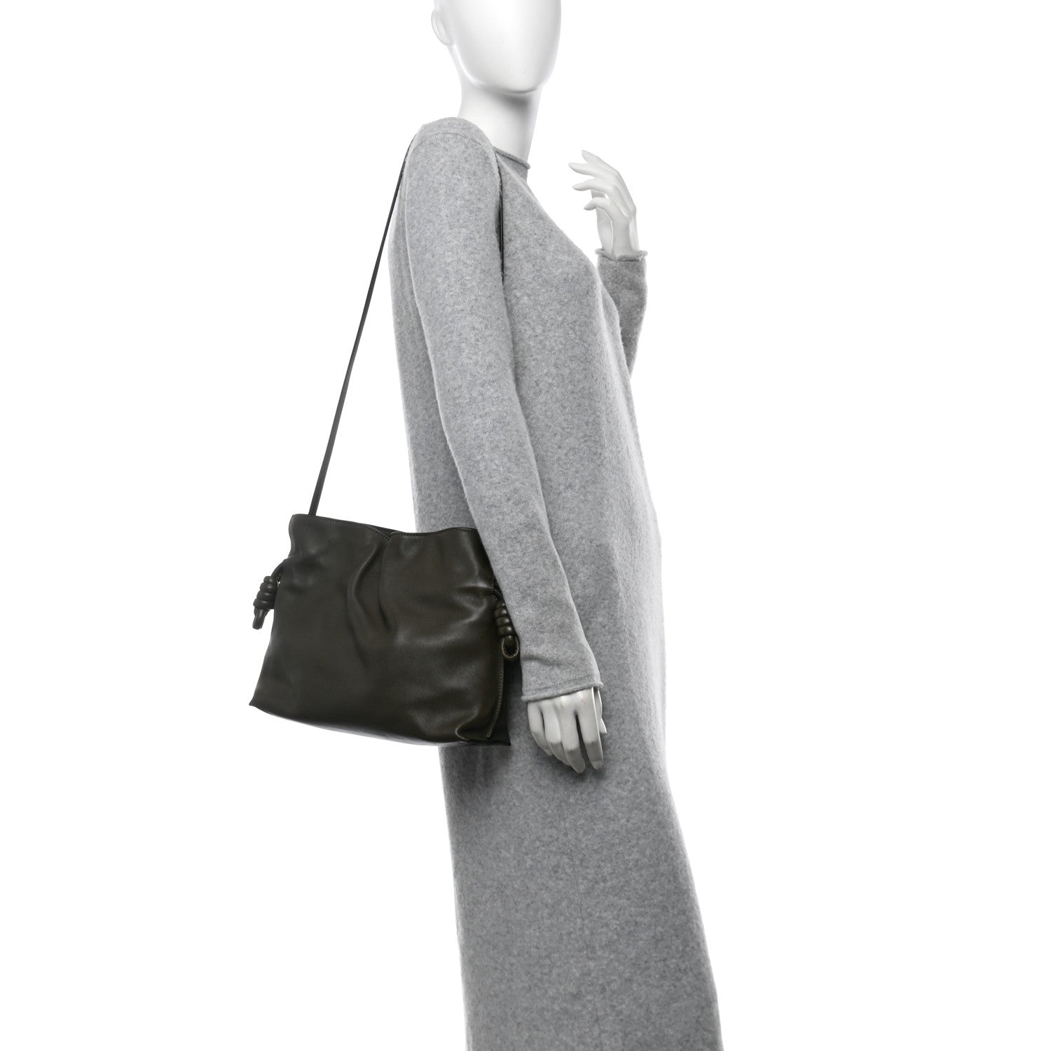 Loewe Nappa Medium Flamenco Knot Bag Dark Khaki 2 of 10