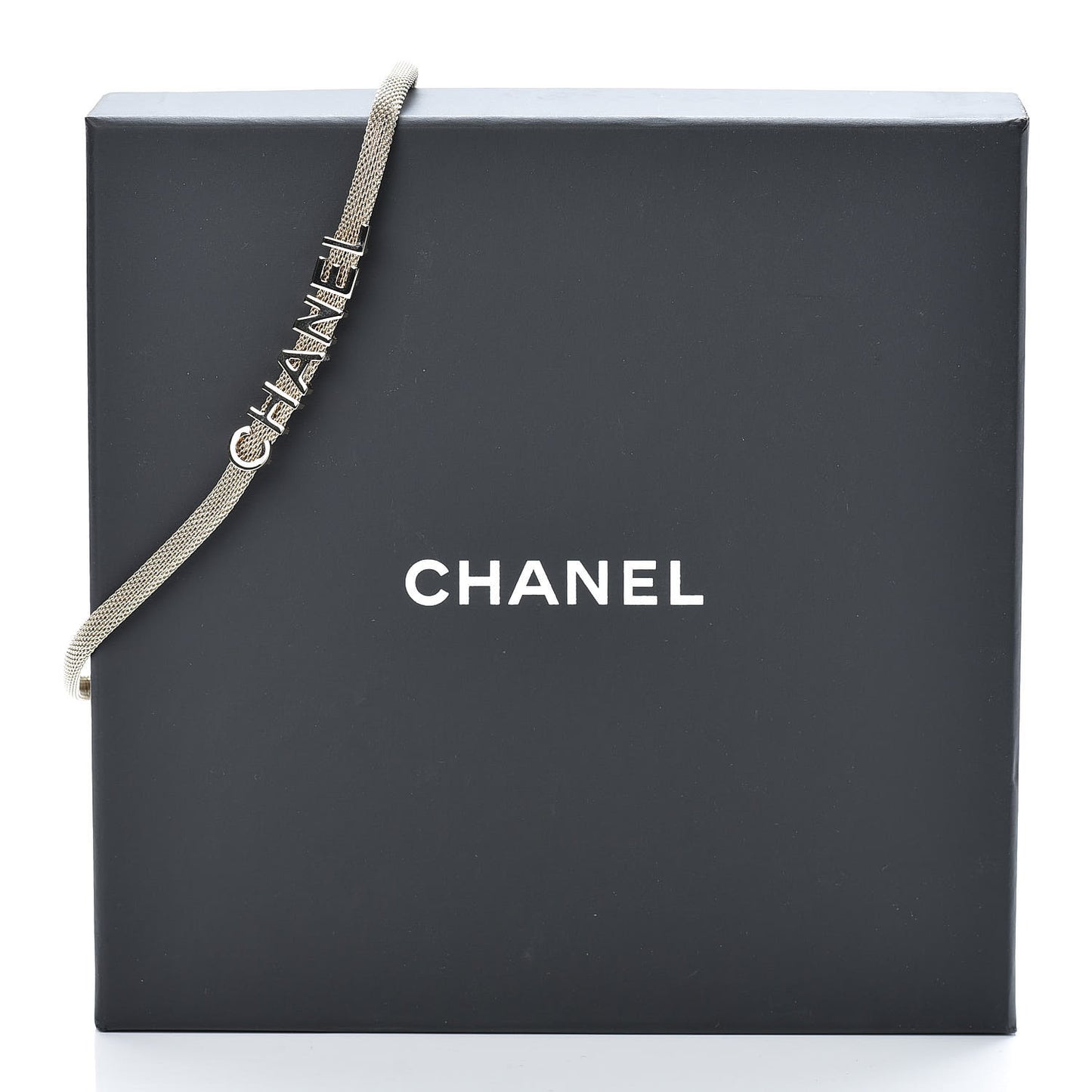 Mesh Logo Choker Necklace Gold