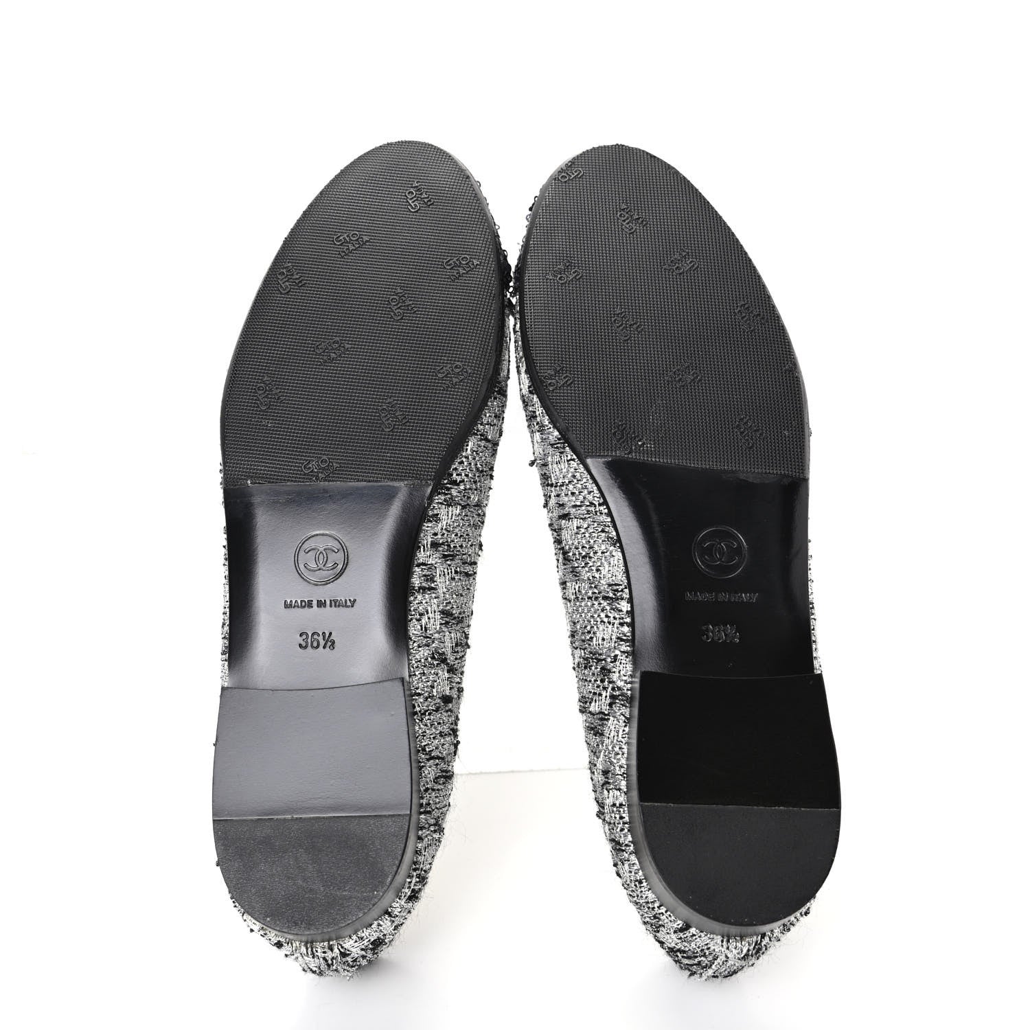 Chanel Tweed Sequin Cap Toe Ballerina Flats 36.5 Black Blue 6 of 11