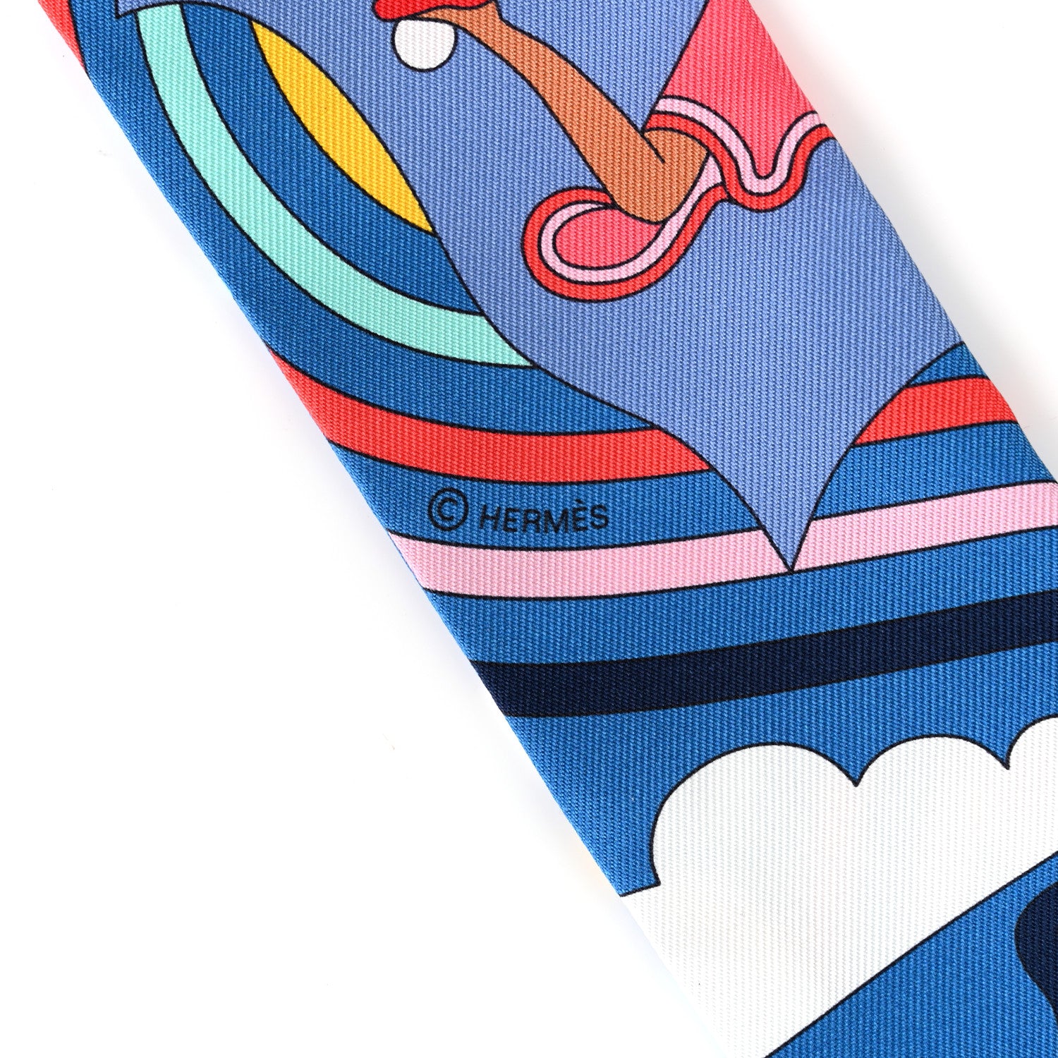Hermes Silk Carres Volants Twilly Bleu Jaune Vif Multicolor 4 of 4