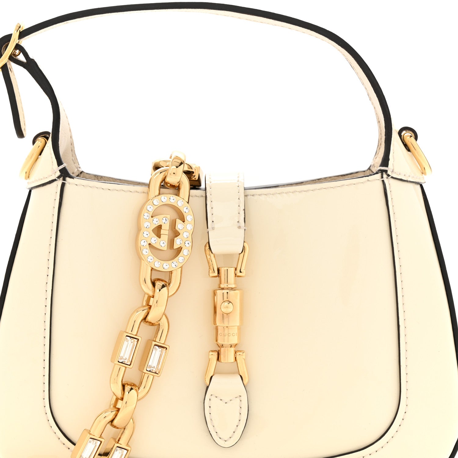 Gucci Patent Mini Jackie 1961 Crystal Hobo Mystic White 1495981
