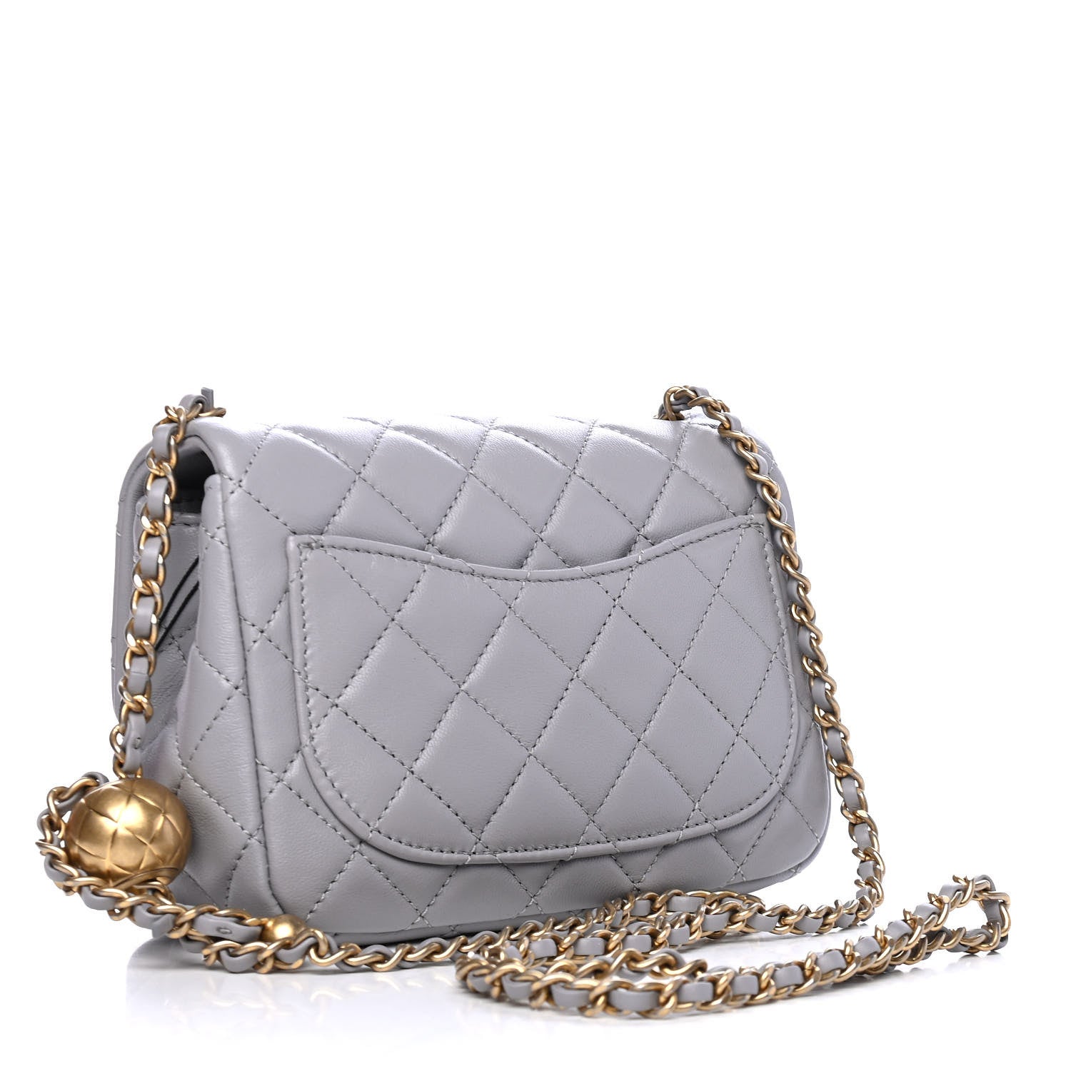 Chanel Lambskin Quilted Mini Pearl Crush Flap Light Grey 2 of 4