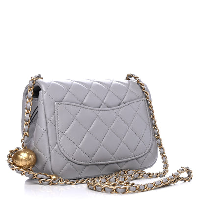 Chanel Lambskin Quilted Mini Pearl Crush Flap Light Grey 2 of 4