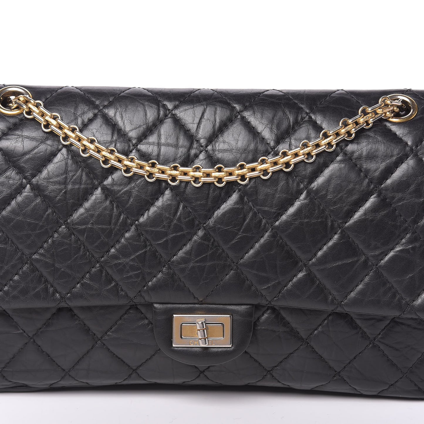 Aged Calfskin Quilted 2.55 Reissue 226 Flap Black