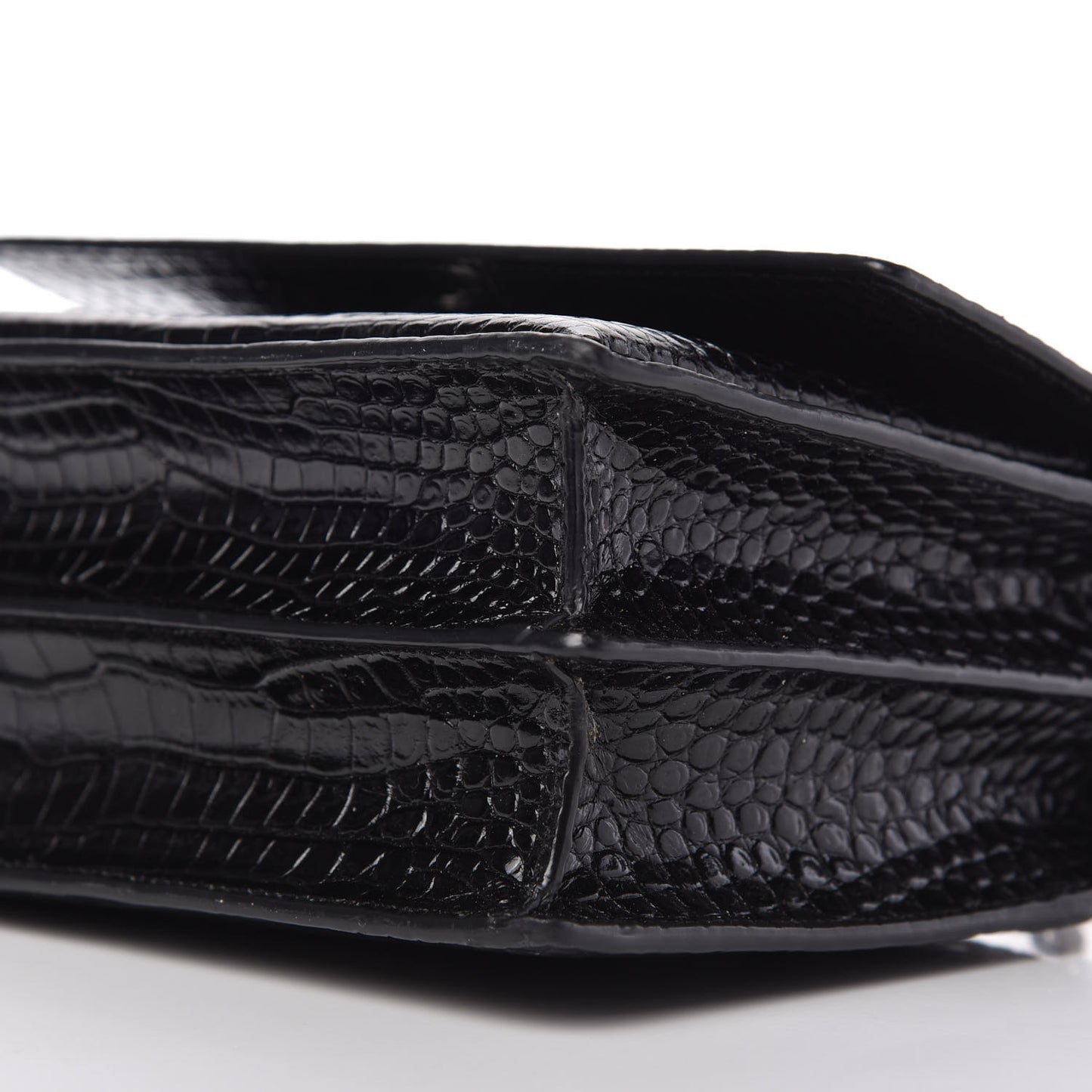 Calfskin Crocodile Embossed Medium Monogram Sunset Black