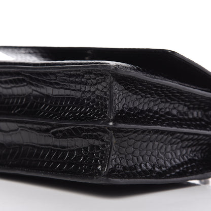 Saint Laurent Calfskin Crocodile Embossed Medium Monogram Sunset Black 7 of 10