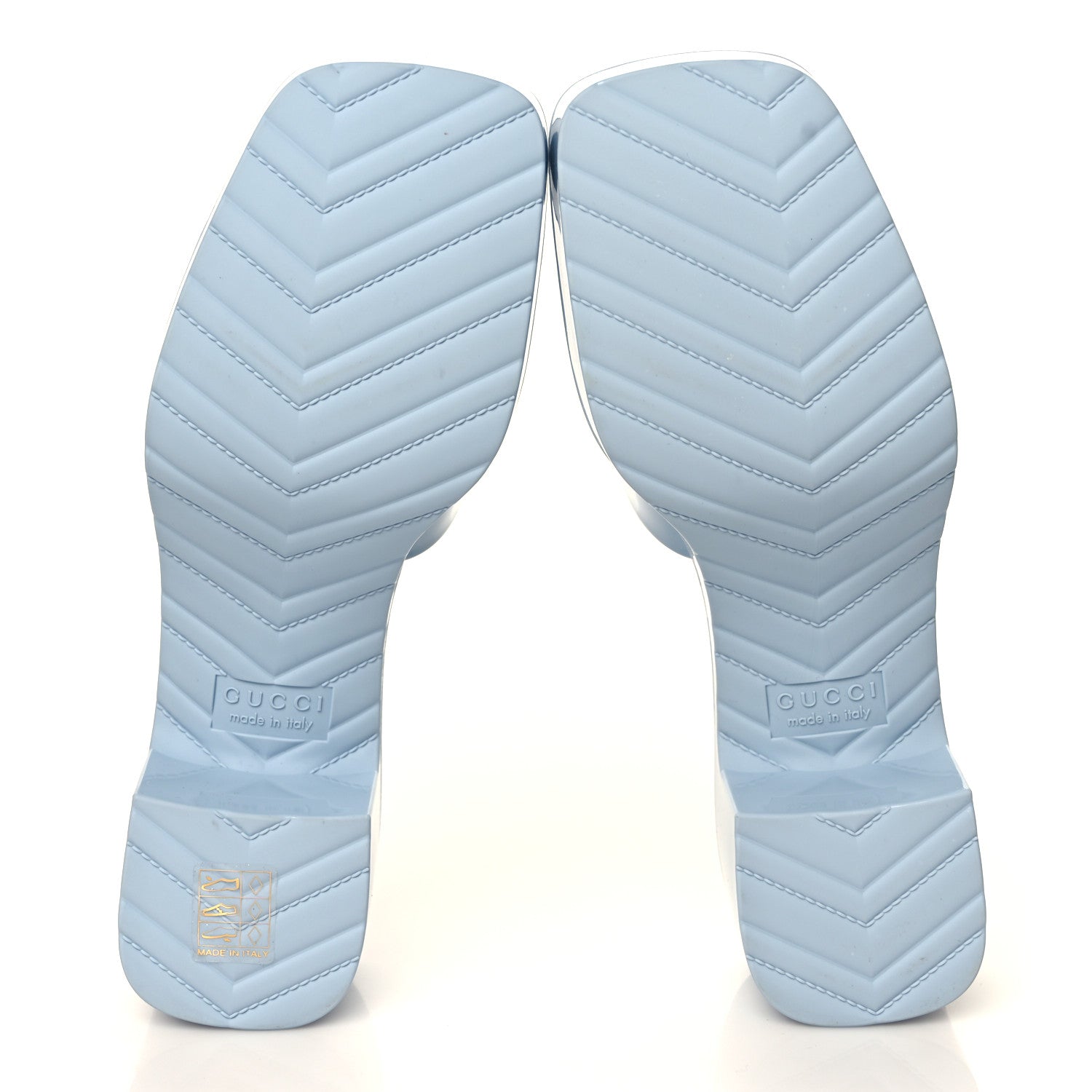 Gucci Rubber Gucci Logo Womens Platform 20/60mm Slide Sandals 36 Porcelain Light Blue 5 of 8