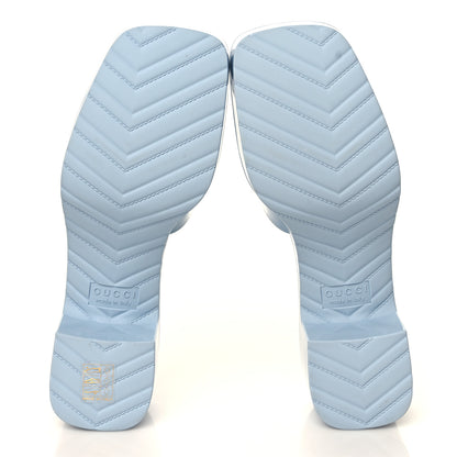 Gucci Rubber Gucci Logo Womens Platform 20/60mm Slide Sandals 36 Porcelain Light Blue 5 of 8