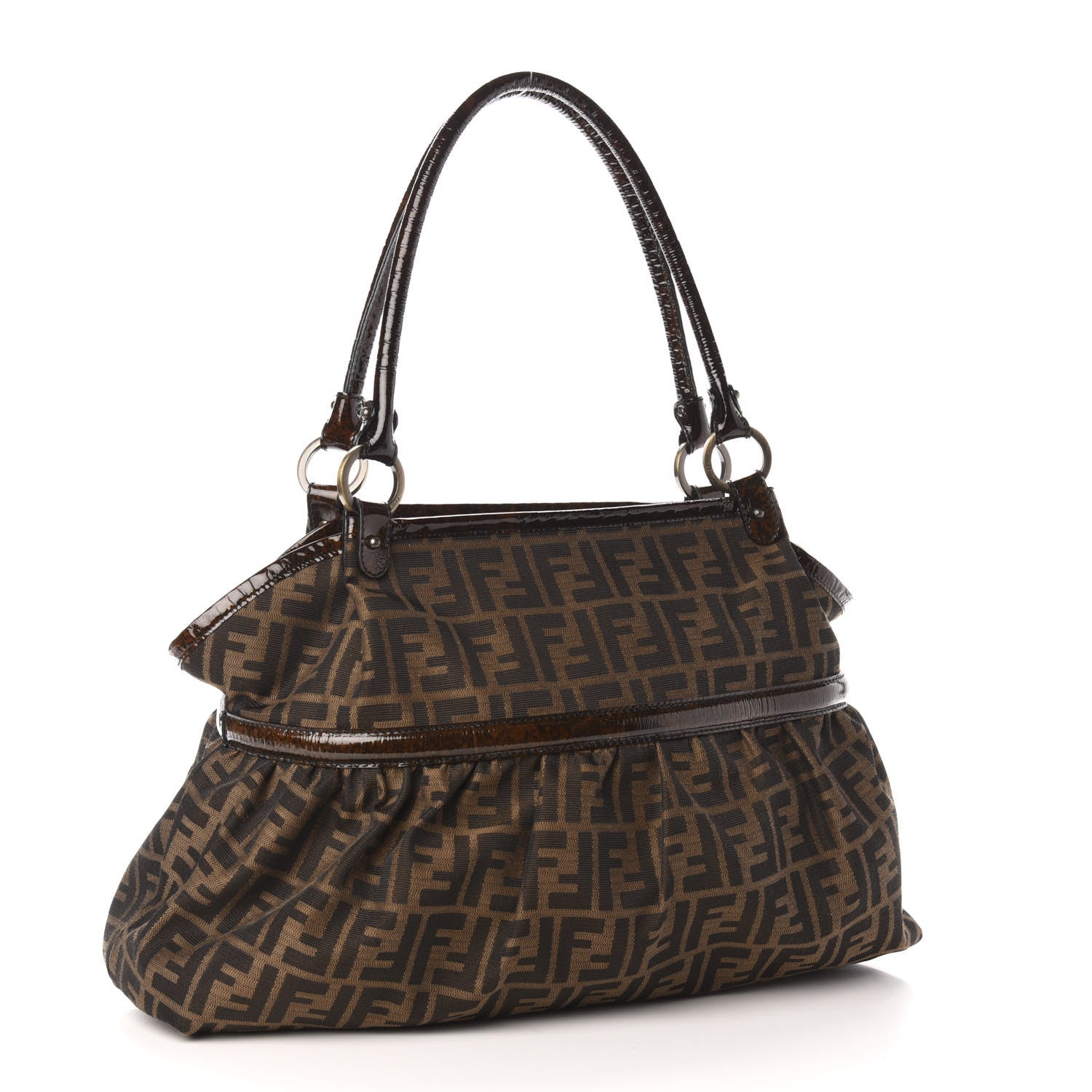 Fendi Zucca Patent Large Chef Shopper Tote Tobacco 3 of 10