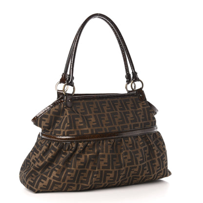 Fendi Zucca Patent Large Chef Shopper Tote Tobacco 3 of 10