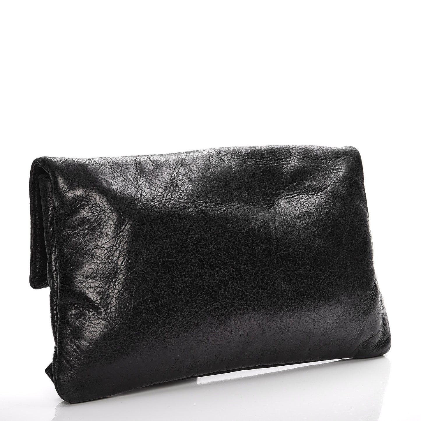 Agneau Giant 21 Silver Hardware Envelope Clutch Black