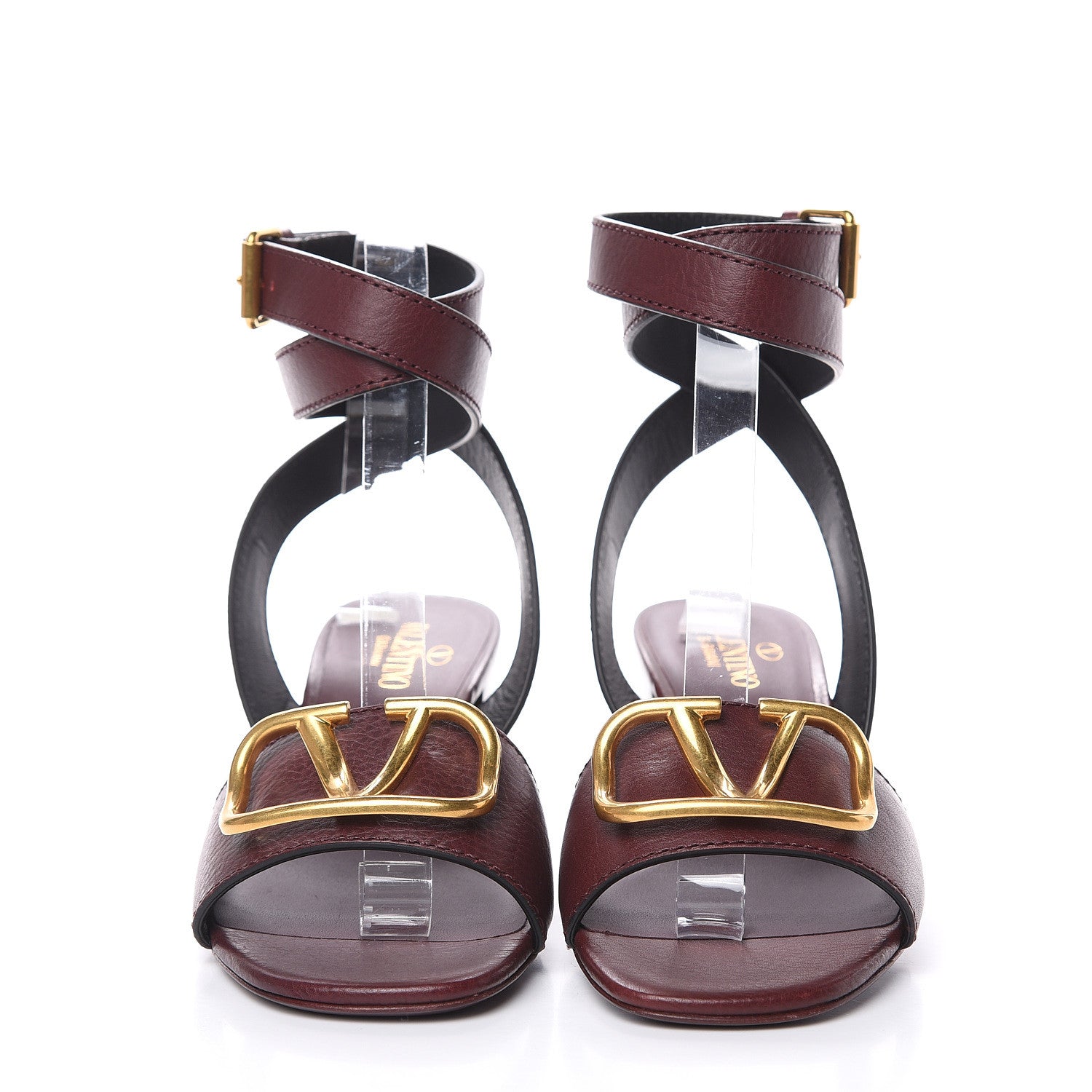 Valentino Garavani Grainy Cowhide VLogo 60mm Sandals 36 Rubin 2 of 8