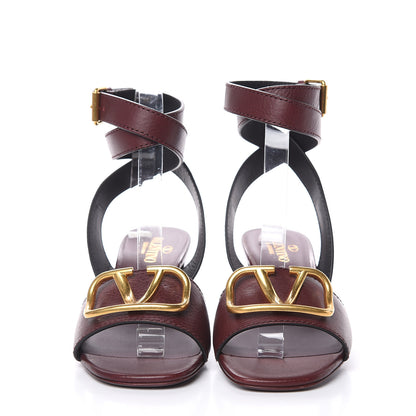 Valentino Garavani Grainy Cowhide VLogo 60mm Sandals 36 Rubin 2 of 8
