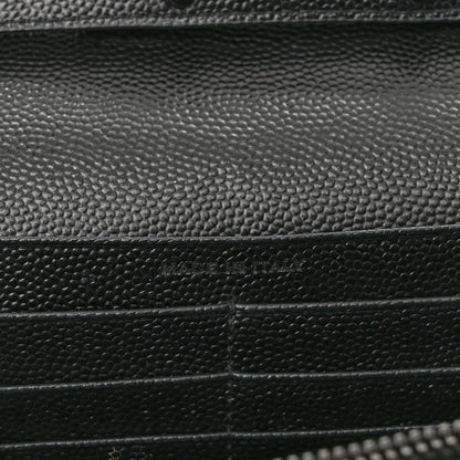 Saint Laurent Grain De Poudre Matelasse Chevron Monogram Monochrome Chain Wallet Black 7 of 12